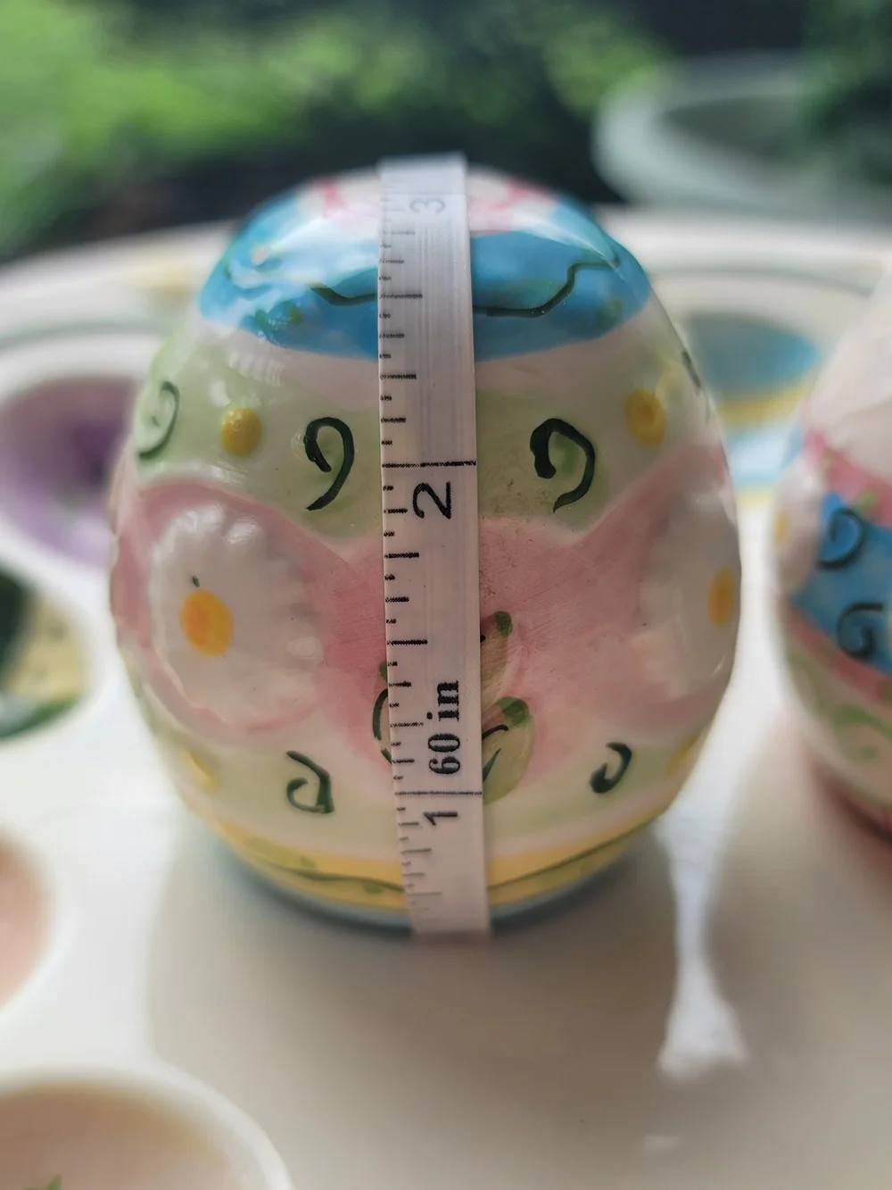 Vintage Hand-Painted Easter Egg Salt & Pepper Shakers on Pastel Egg Tray